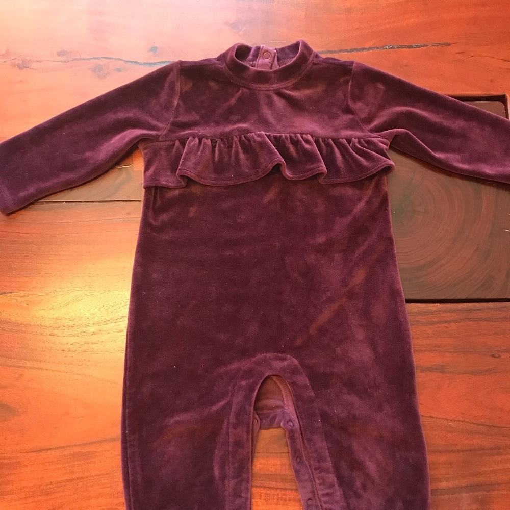Gymboree Burgundy velour onesie